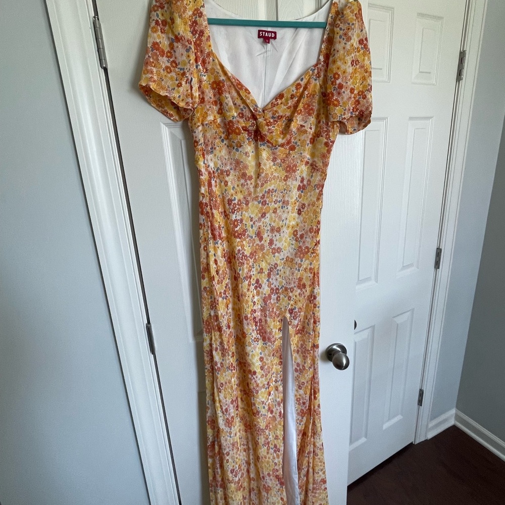 STAUD Lea Floral Yellow Dress